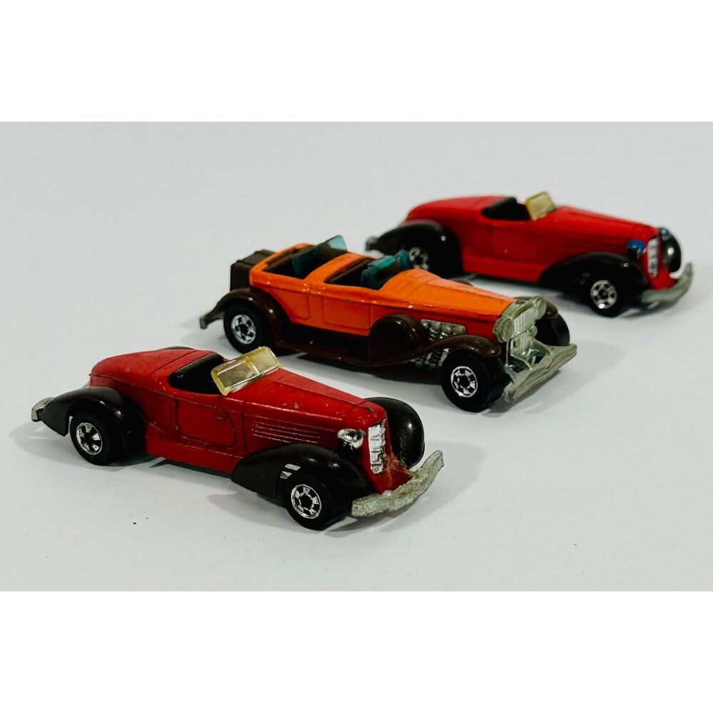 Vintage Hot Wheels Die-Cast Classic Cars Set Two ‘78 Red Auburn 852s & One ‘76 O